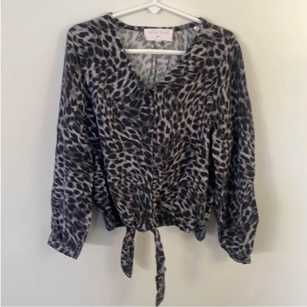 Animal Print Blouse - Black and Gray